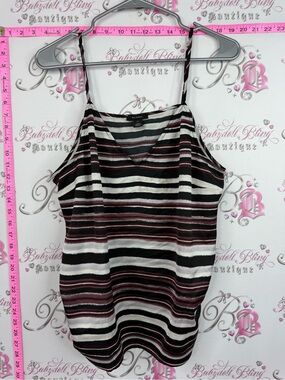 Halogen tank top Striped Satin Cami in Black, White & Burgundy